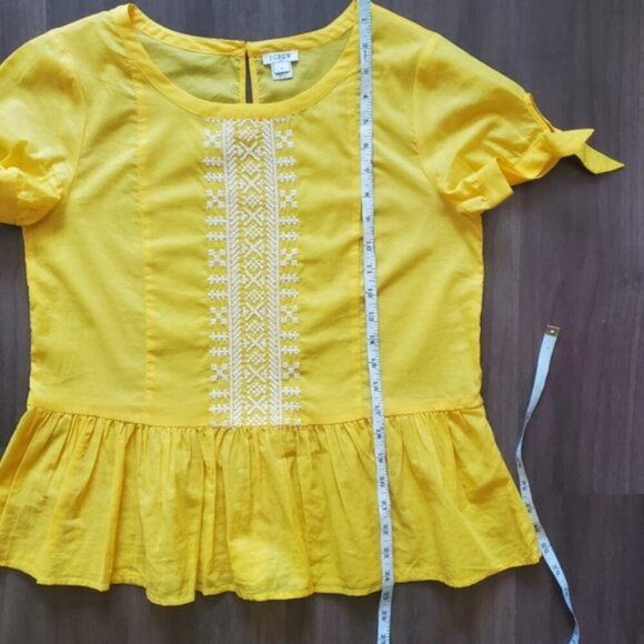 J. Crew Yellow Embroidered Top Size 4 - Picture 6 of 11